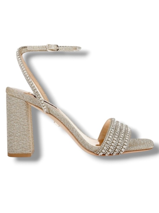 Badgley Mischka Shoes - Badgley Mischka Becca Platino Strappy Block Heel Platinum Size 7.5